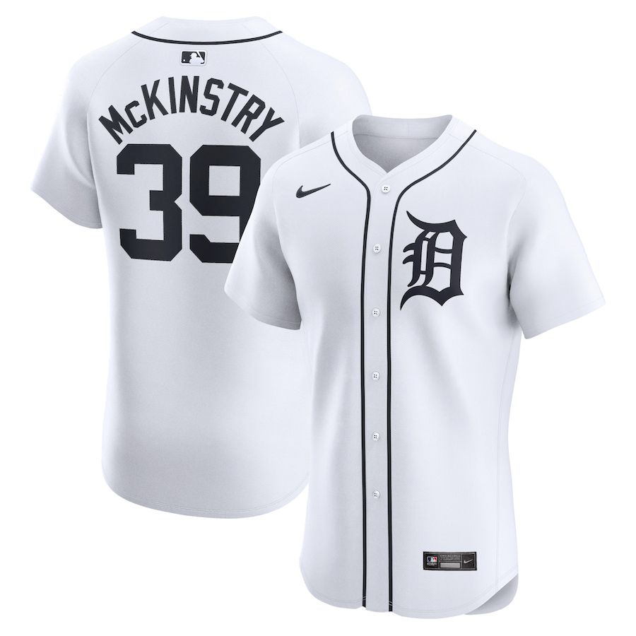 Men Detroit Tigers 39 Zach McKinstry Nike White Home Elite Player MLB Jersey